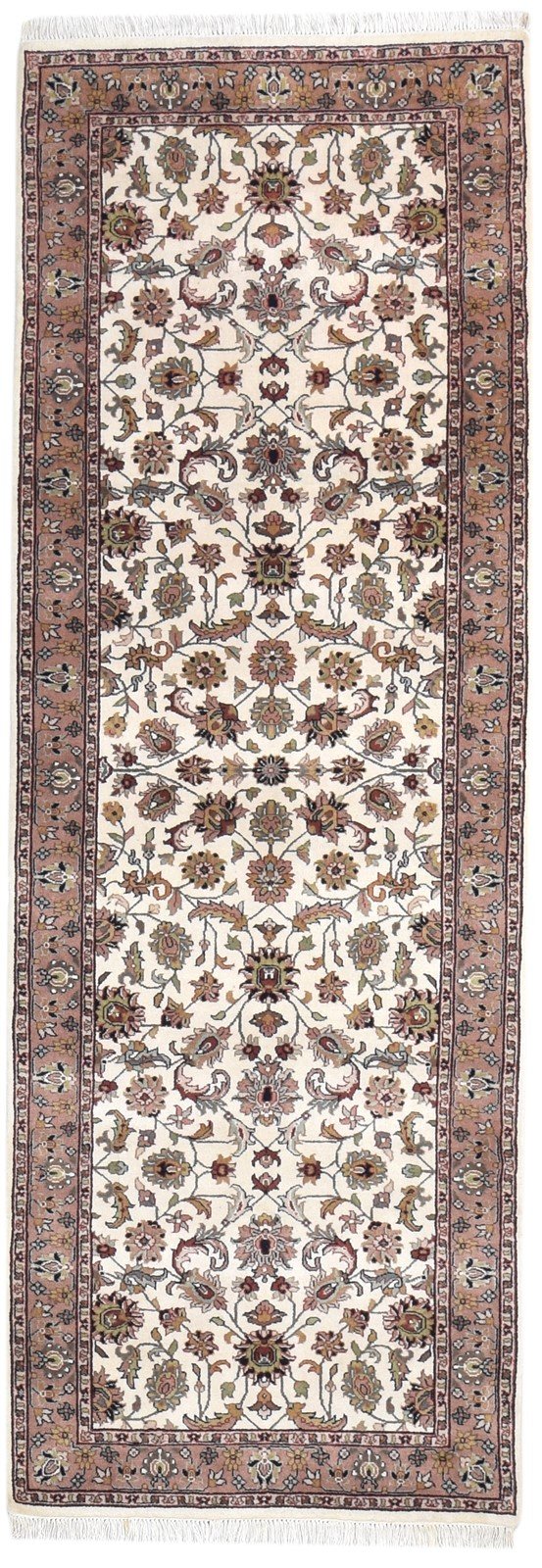 Cream Wool Rug 3' X 8' Persian Hand Knotted Kashan Oriental Small Runner 