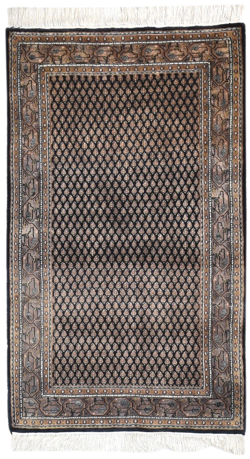 Wool Black Rug 3' X 5' Persian Hand Knotted Qum Oriental Room Size Carpet 