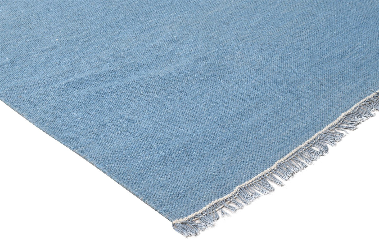 Blue Wool Rug 3' X 6' Modern Dhurrie Scandinavian Solid Small Carpet 