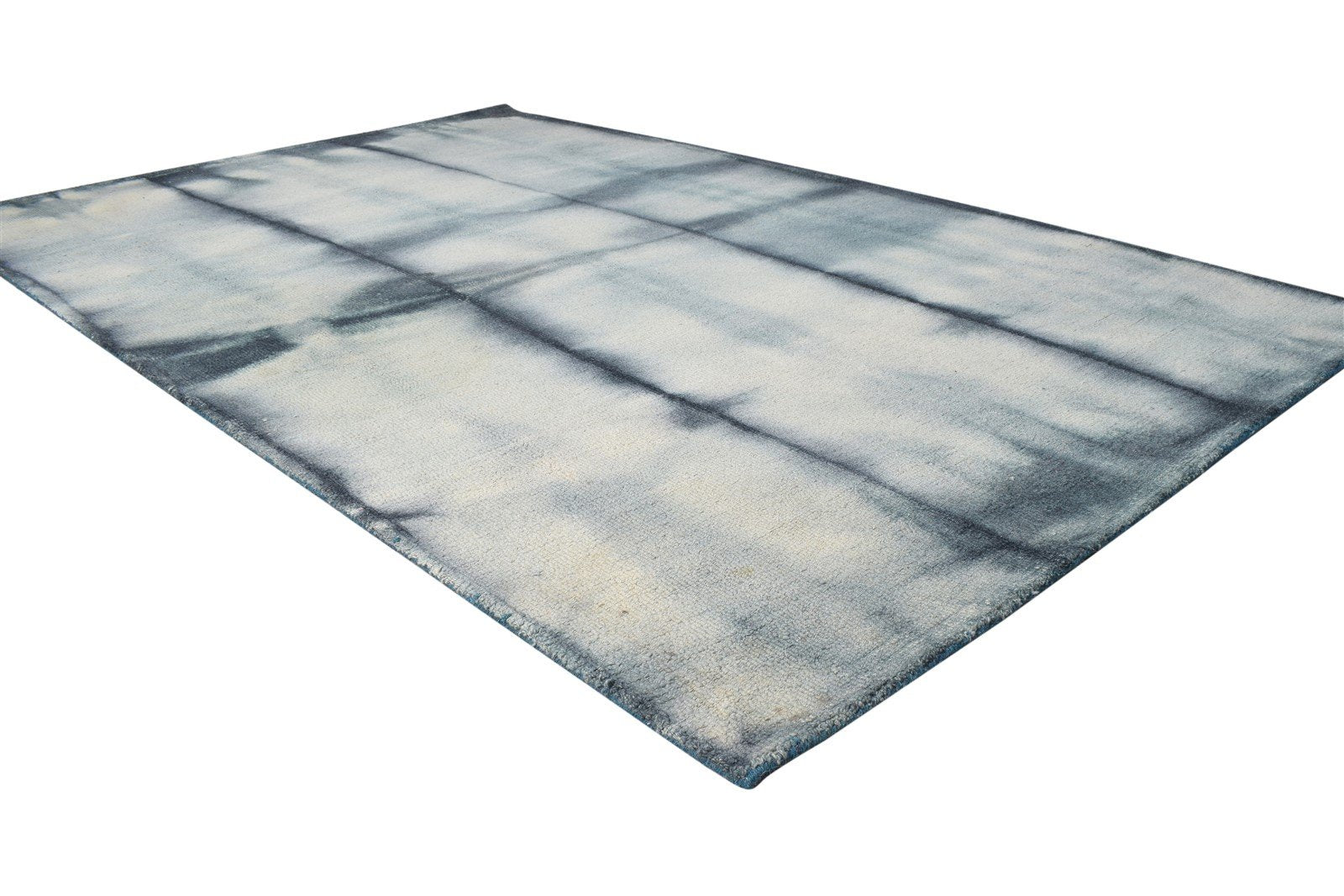 Hand Tufted Grey Wool Rug 5' X 8' Modern Shibori Tie Dye Room Size Carpet 