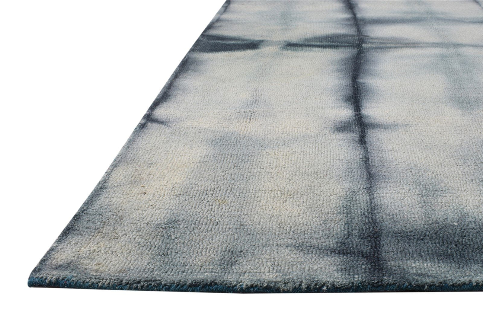 Hand Tufted Grey Wool Rug 5' X 8' Modern Shibori Tie Dye Room Size Carpet 