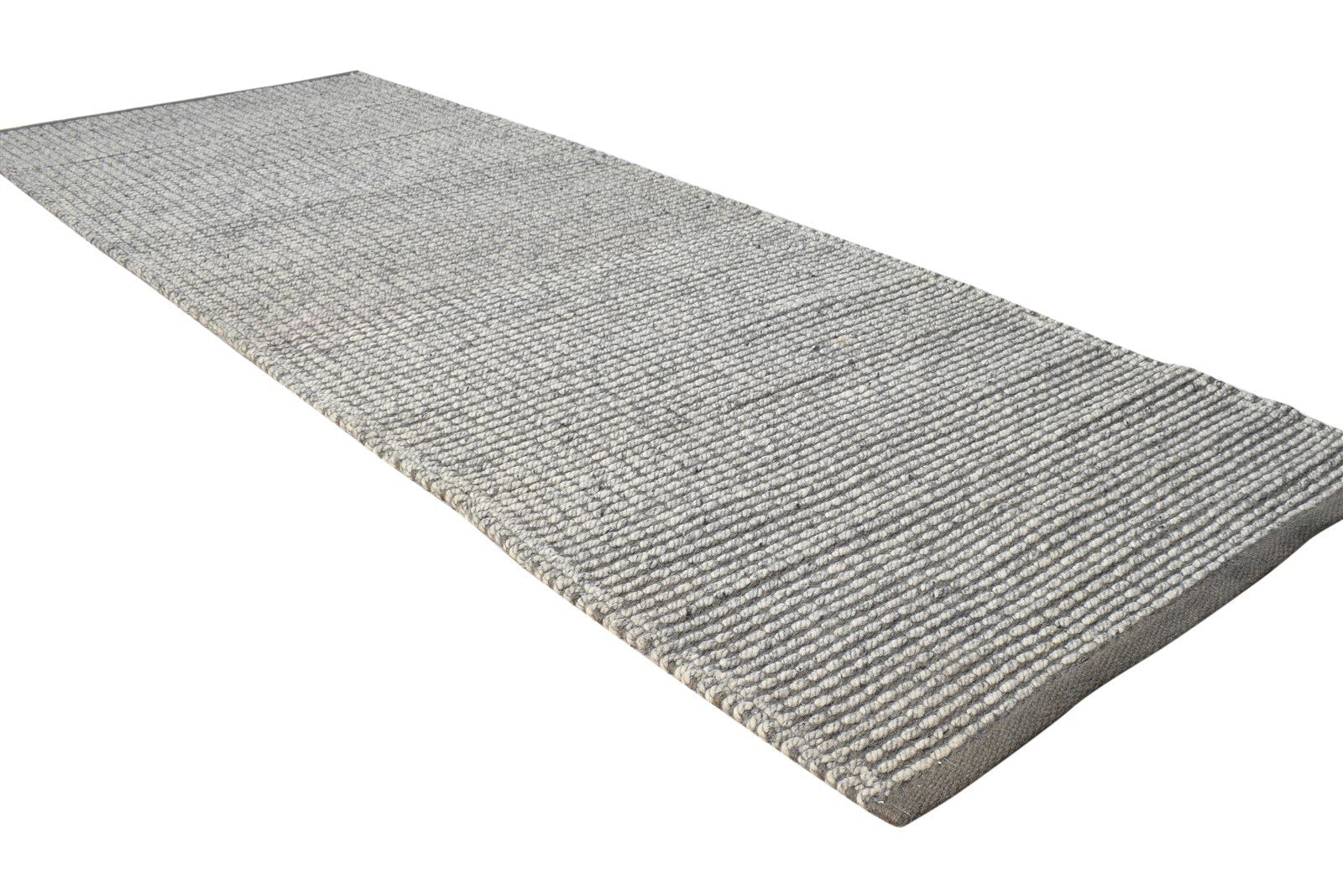 Taupe Wool Rug 3' X 7' Modern Dhurrie Scandinavian Solid Small Runner 