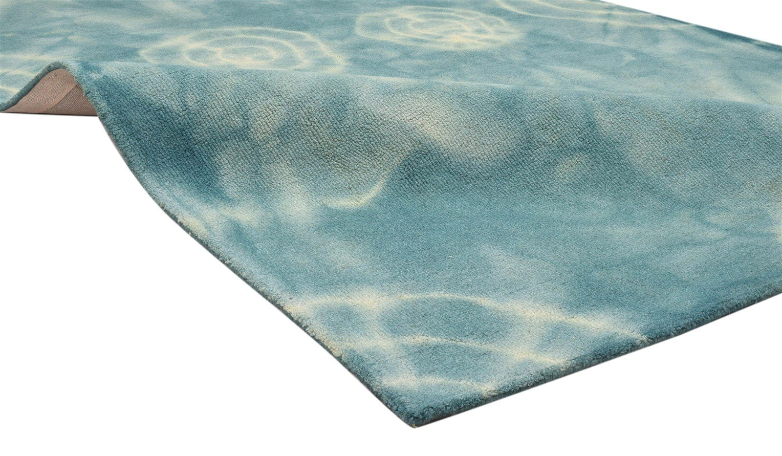 Hand Tufted Green Wool Rug 5' X 8' Modern Shibori Tie Dye Room Size Carpet 