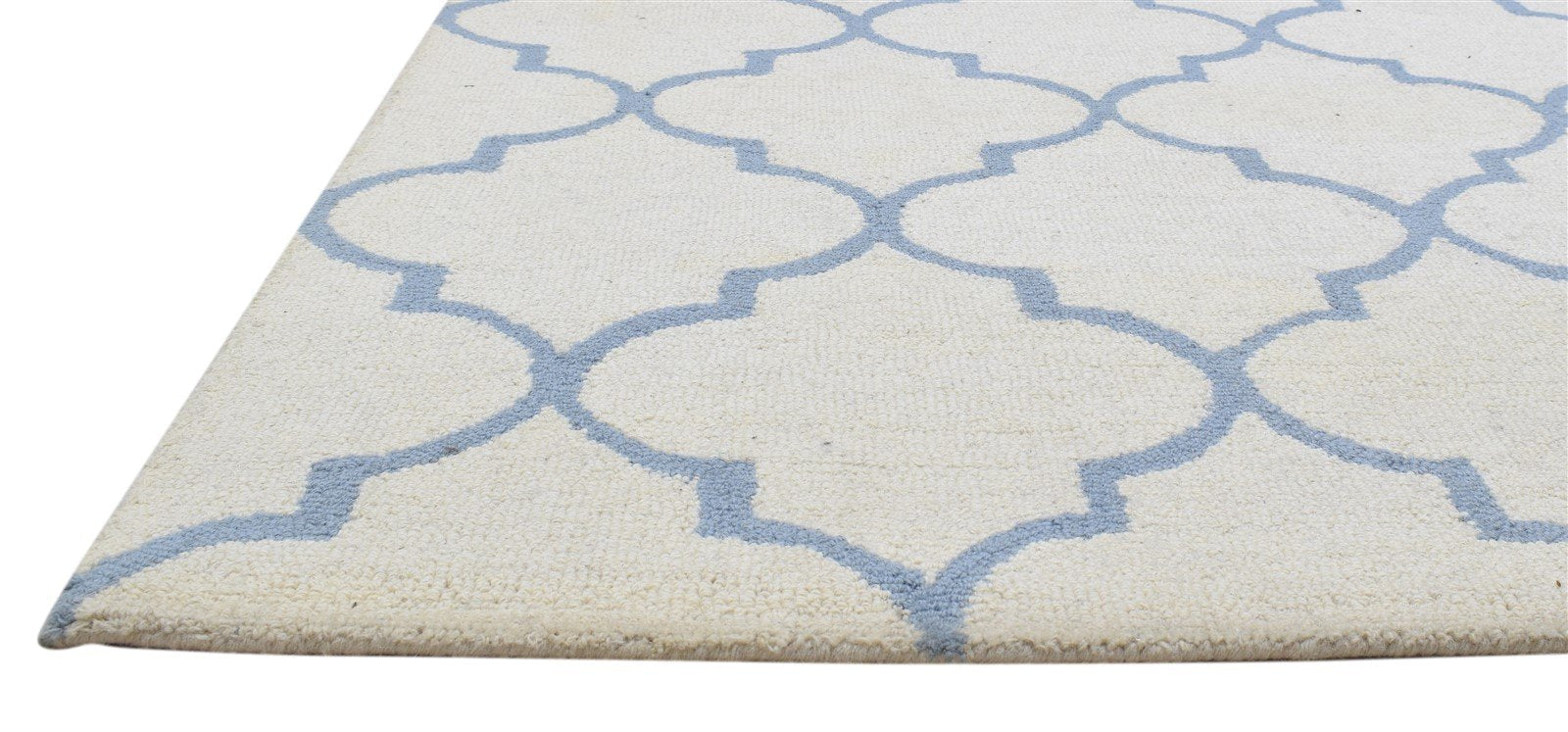 Hand Tufted Ivory Wool Rug 5' X 8' Modern Moroccan Trellis Room Size Carpet 