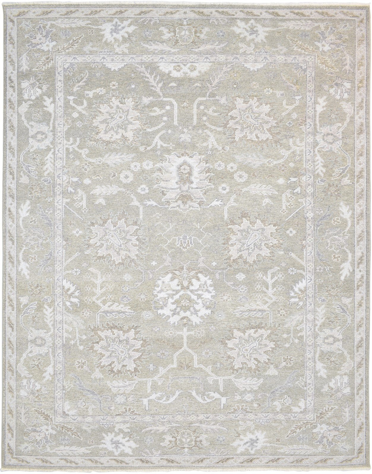 Wool Silk Sage Rug 8' X 10' Persian Hand Knotted Oushak Oriental Large Carpet   7864081252501