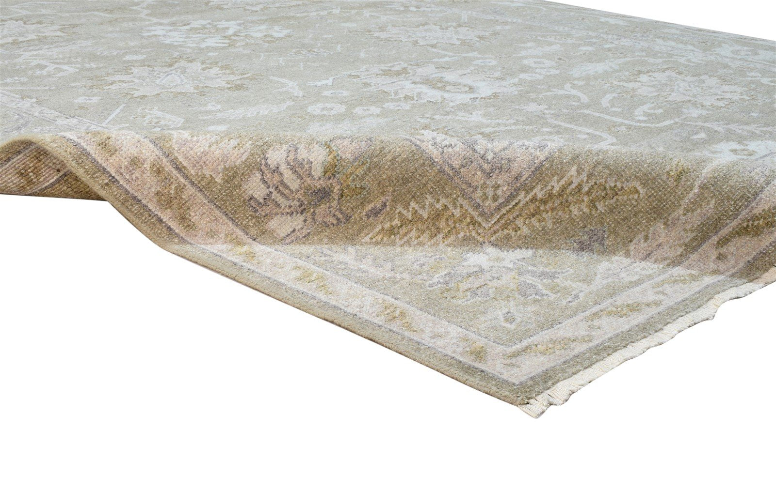 Wool Silk Sage Rug 8' X 10' Persian Hand Knotted Oushak Oriental Large Carpet   7864081252501